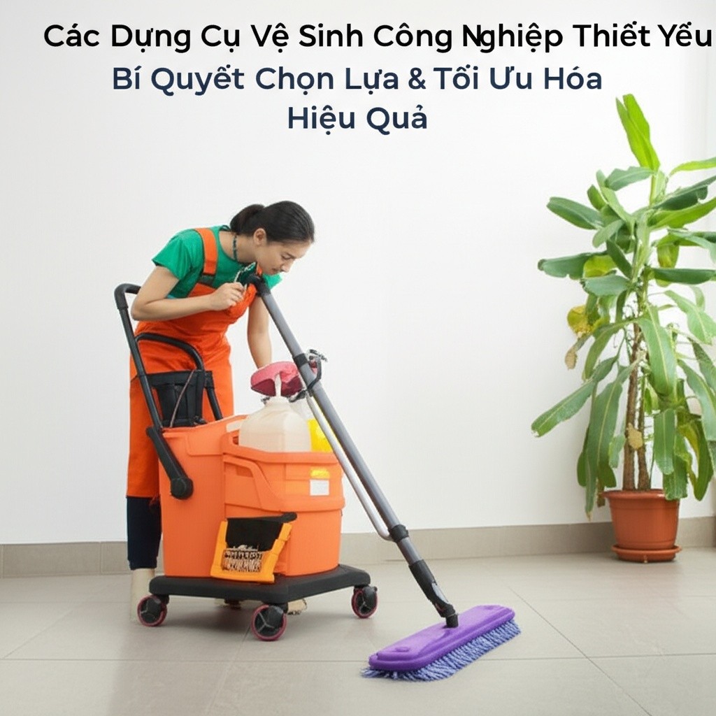 Hình minh họa cho bài viết: Các Dụng Cụ Vệ Sinh Công Nghiệp Thiết Yếu: Bí Quyết Chọn Lựa & Tối Ưu Hóa Hiệu Quả