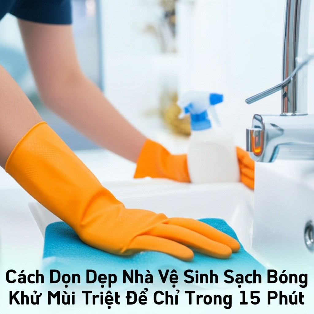Hình minh họa cho bài viết: Cách Dọn Dẹp Nhà Vệ Sinh Sạch Bóng, Khử Mùi Triệt Để Chỉ Trong 15 Phút
