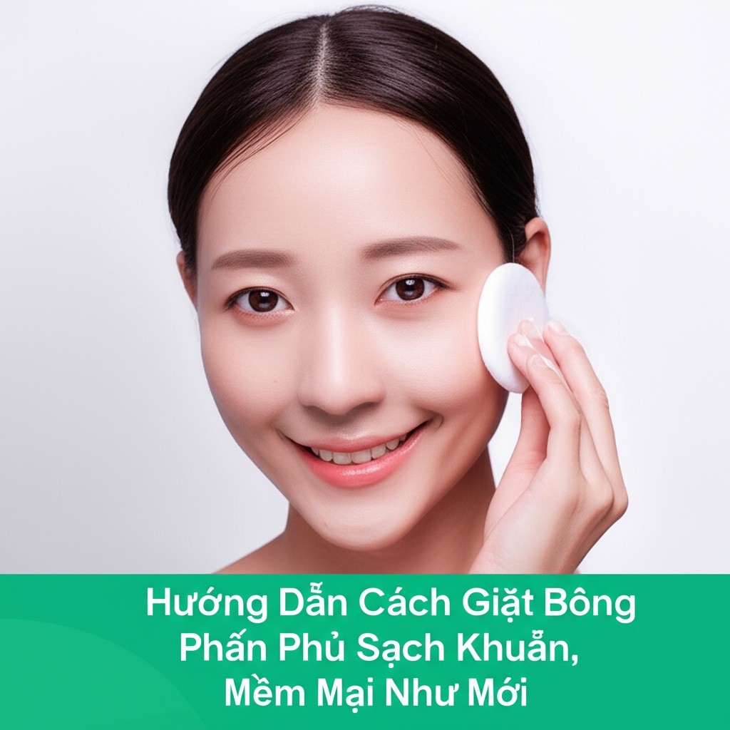 Hình minh họa cho bài viết: Hướng Dẫn Cách Giặt Bông Phấn Phủ Sạch Khuẩn, Mềm Mại Như Mới