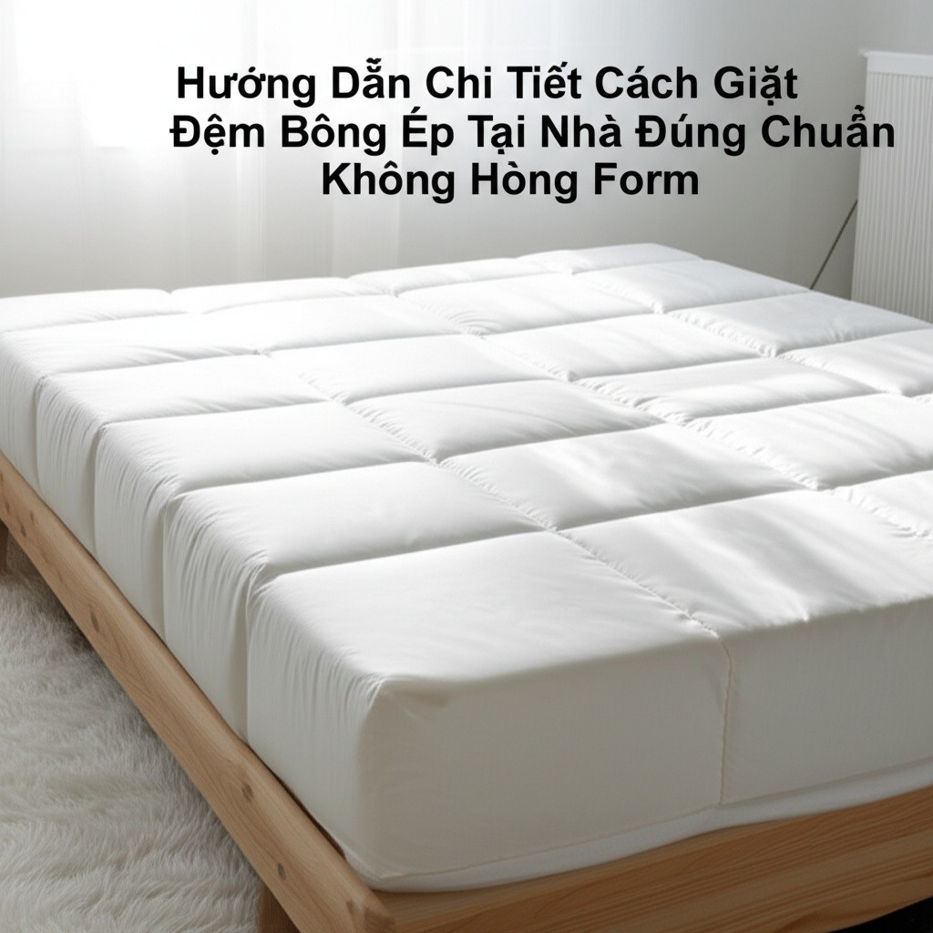 Hình minh họa cho bài viết: Hướng Dẫn Chi Tiết Cách Giặt Đệm Bông Ép Tại Nhà Đúng Chuẩn, Không Hỏng Form