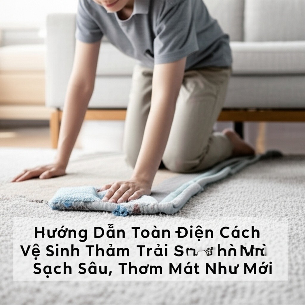 Hình minh họa cho bài viết: Hướng Dẫn Toàn Diện Cách Vệ Sinh Thảm Trải Sàn Nhà Sạch Sâu, Thơm Mát Như Mới